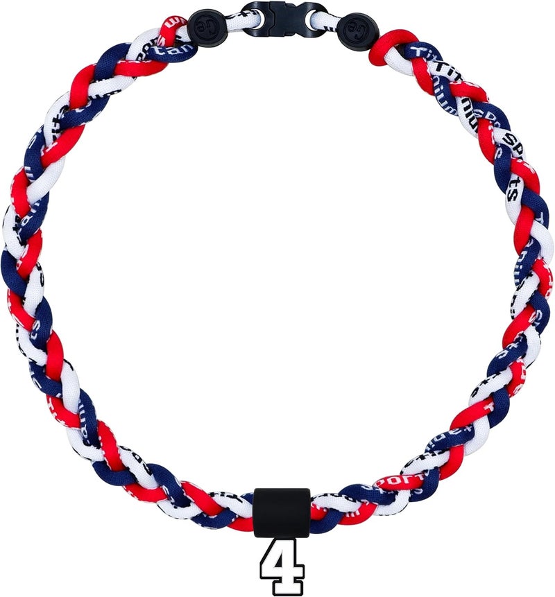 SUPBOMM Baseball Rope Necklaces, League Team Colors Braided Necklace with Number Pendant, Baseball Team Gifts - Image 1